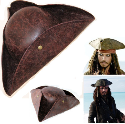 cos海盗帽海盗船长帽加勒比海盗帽成人海盗帽仿皮杰克海盗帽
