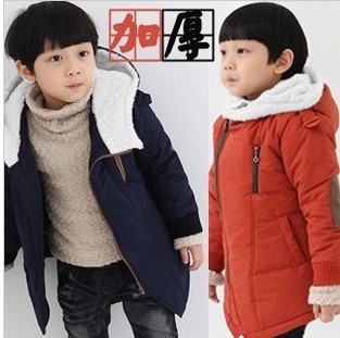 韩版新款长款连帽儿童男童棉衣童装加厚冬天外套男孩冬装棉服特价