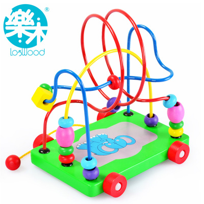 大号儿童木质串珠绕珠早教玩具 宝宝开发益智玩具0-1-2-3-4岁包邮