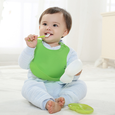 V-COOOL正品婴儿用品食品级硅胶防水围兜 软胶饭兜 围嘴