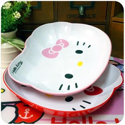 kittykitty密胺儿童餐盘美耐皿果盘树脂盘水果平盘米饭盘子碟子