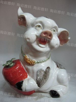 石湾陶瓷石湾公仔精品十二生肖猪吉祥物摆件喜气洋洋我喜欢