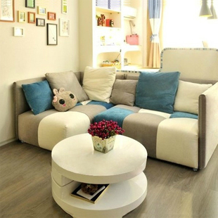 北欧转角小户型组合现代简约宜家多彩布艺沙发客厅卧室双人居家具