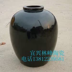 甲级正品宜兴黑釉酒缸 50斤水容量25公斤黑釉酒坛 储酒瓦缸