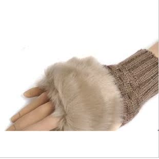 冬季可爱韩版时尚仿兔毛加厚针织保暖女士手腕手套