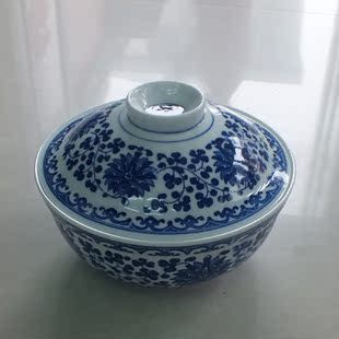 镇窑正品景德镇陶瓷7寸青花玲珑和合器 釉下彩汤碗 微波炉适用