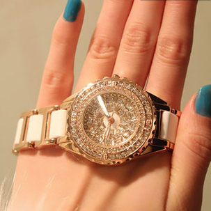 女生手表简约韩版潮流小清新薄款满钻韩国时尚水钻品质学生石英表