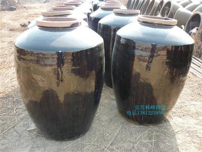 林峰陶瓷700斤（350公斤）容量黒釉酒缸 宜兴黑釉平口陶器大酒坛