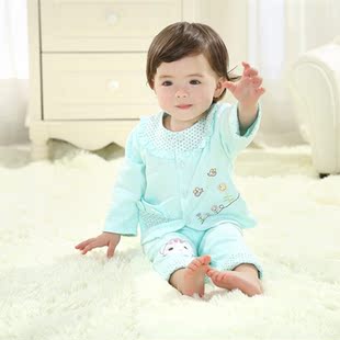 女婴儿童装0-1岁半女宝宝春秋三件套装2014新款女童婴幼儿衣服装