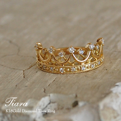 日本代购精品戒指指环 18k黄金钻石皇冠可爱气质指环戒指生日礼物