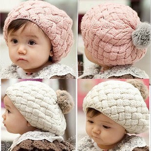 T171 韩版 宝宝贝蕾帽 兔毛球球帽 套头帽 儿童帽 宝宝帽 80g