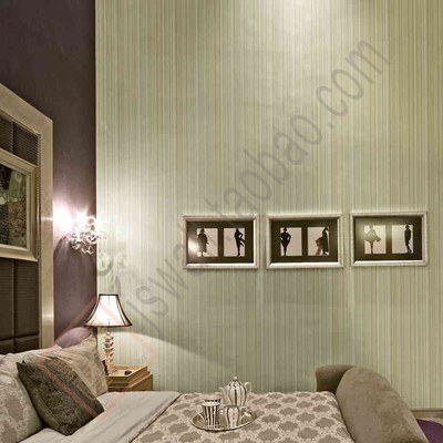 韩国纯纸壁纸 16.5平方 米色纯色竖条纹墙纸 卧室满铺 立体感强