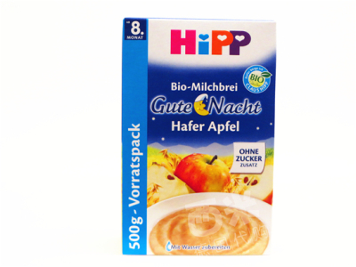 德国直邮 喜宝HIPP无糖苹果全麦晚安米粉高钙铁锌 500g