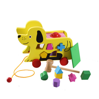 幼得乐 小狗拖拉车形状配对盒智力盒 幼儿园敲打儿童益智早教玩具