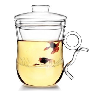 耐高温透明玻璃杯 过滤网带盖花茶杯子创意个性单层玻璃水杯套装