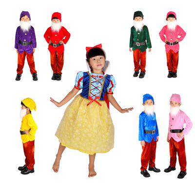 六一元旦节日迪士尼儿童剧幼儿园演出服白雪公主与七个小矮人套装