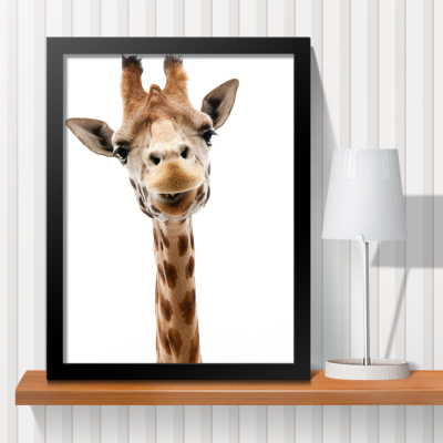 长颈鹿可爱动物插画有框装饰画客厅书房儿童房餐厅咖啡厅挂画礼物