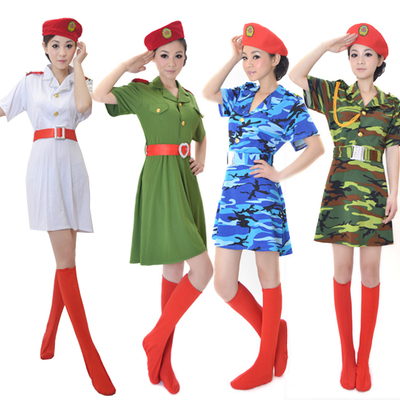 2016成人军装表演服女装迷彩服海军服空军服女款迷彩军装军官服