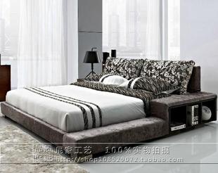 拆洗布床 布艺储物床 1.8米六尺宜家双人床 现代简约榻榻米软包床