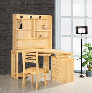 松木家具实木转角书桌电脑桌书柜办公桌学习桌定制储物柜特价