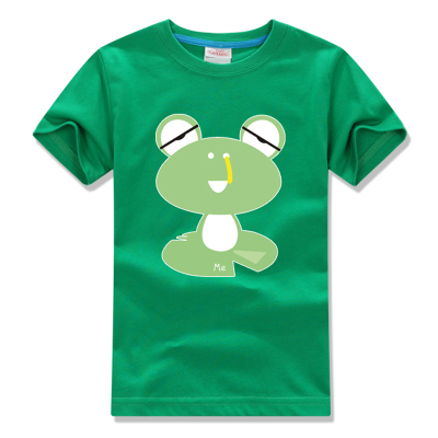 童装 2016夏装新款 青蛙儿童男女童纯色纯棉短袖T恤运动服 休闲服