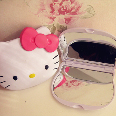 hello kitty可爱卡通双面小镜子 kt美容随身化妆镜  便携折叠镜