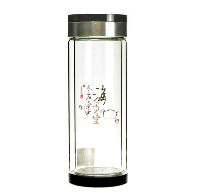 K1富光精艺水晶玻璃杯257-320 320ml 新款黑晶高硼硅双层玻璃茶杯