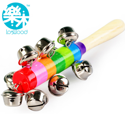 婴幼儿玩具 木制玩具 方手铃 音乐玩具 颜色随机发