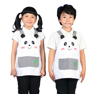CH01儿童围裙 韩 版 儿童熊猫表演围裙 厨艺 艺术围裙 适合2-7岁