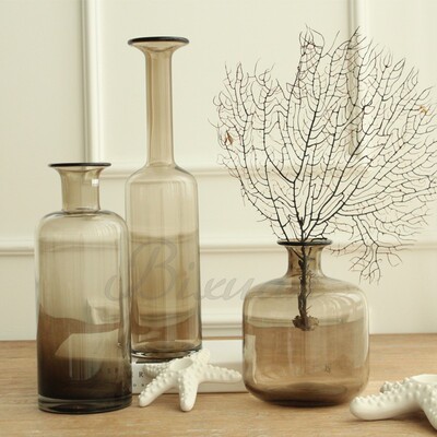 碧轩 欧式玻璃透明花瓶 创意简约时尚高端礼品花插花器 客厅摆件