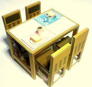 DIY手工益智剪纸折纸儿童玩具 家具桌子椅子桌椅 3D立体拼装纸模