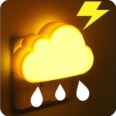 创意云朵光控LED节能小夜灯 插电床头感应灯卧室壁灯 包邮