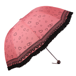 梅花超强防晒遮阳伞黑胶蕾丝花边太阳伞女士清新折叠晴雨伞铅笔伞