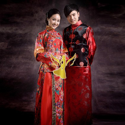 中式婚礼古装 结婚拜堂秀禾服 秀和长袍马褂影楼拍照写真结婚礼服