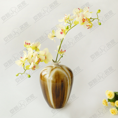 景德镇古风陶瓷名品 「五星·彩流釉·黄」手拉通体开片花瓶 限量