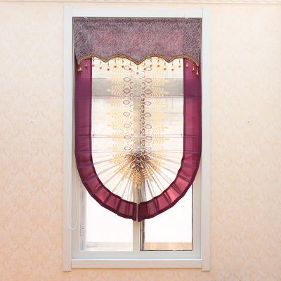 罗马帘升降帘扇形地中海卧室客厅飘窗欧式半遮光精品窗纱卷帘窗帘