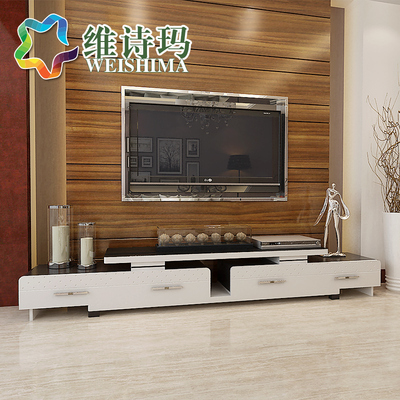 维诗玛 电视柜现代简约伸缩钢化玻璃客厅地柜影视柜茶几组合套装