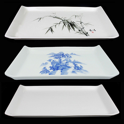 陶瓷茶盘长方形传统托盘茶托茶具酒具餐具中式田园古典复古水果盘