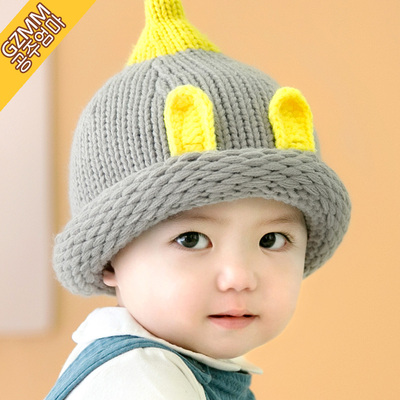 婴儿帽子 秋冬6-12个月韩版男女儿童宝宝1-2岁毛线潮新生儿帽子0