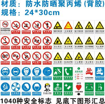 防水防晒聚丙烯 24*30 安全标识不干胶安全标签工厂标贴警示图片