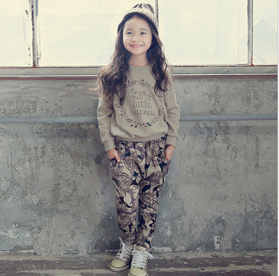 布凡童装2016新款秋款女童套装韩版纯棉花套装儿童两件套