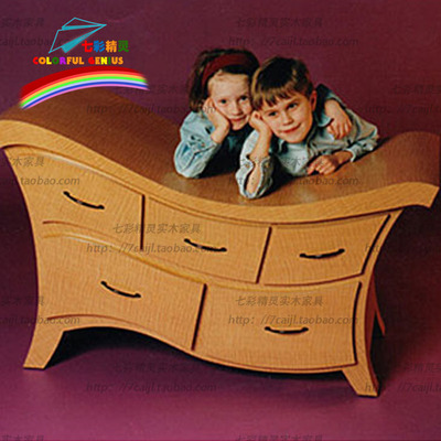 七彩精灵欧式美式时尚实木儿童家具创意实木收纳柜抽屉柜斗柜实木