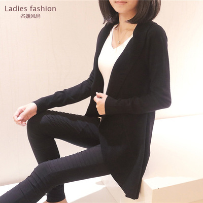 新品 实拍2016韩版秋季外套中长款OL气质风格女装针织衫披肩均码