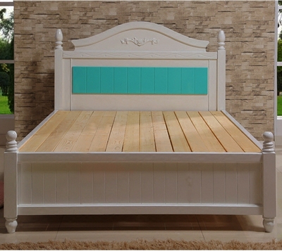 实木床1.2米白色松木床公主床硬板床单人床欧式床1.5 1.8m儿童床