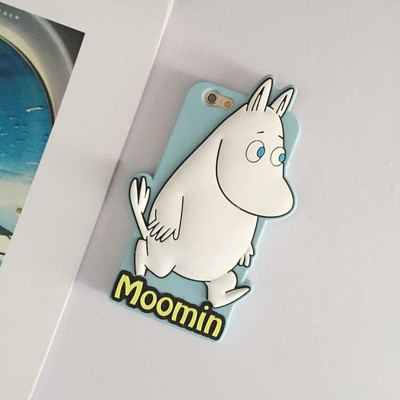 韩国Moomin苹果iPhone6Plus手机壳 5/5S呆萌河马全包软壳 潮女