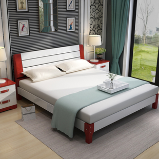 志磊简约现代卧室1.8米实木双人床1.5米白色公主床1.2松木单人床