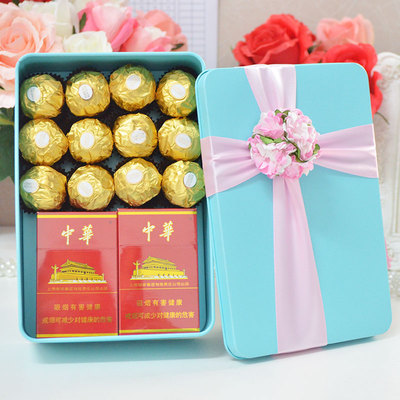 喜孜孜 结婚礼盒礼品盒马口铁婚礼喜糖盒子创意 包装盒超大号方形