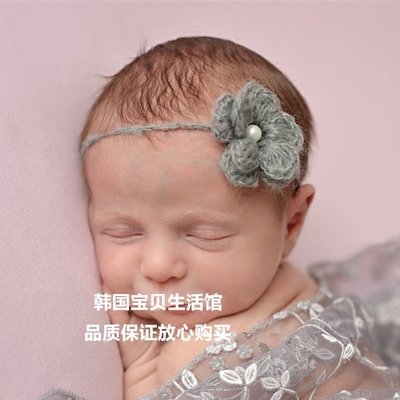 2016新甜美花朵珍珠男女宝宝发带新生满月发箍婴儿头饰百天照发饰