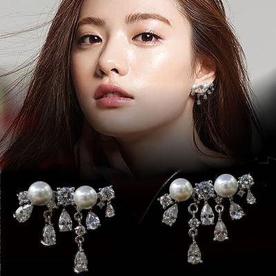 韩国新款珍珠耳环时尚甜美珍珠耳钉小清新珍珠耳坠水晶耳环耳饰品