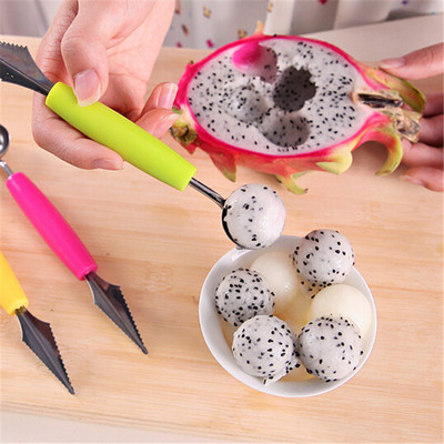 创意家用不锈钢双头水果挖球器切果器冰淇淋西瓜挖球勺拼盘雕花刀